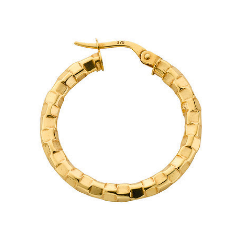 Yellow Gold 25.8mm Fancy Hoop Earrings