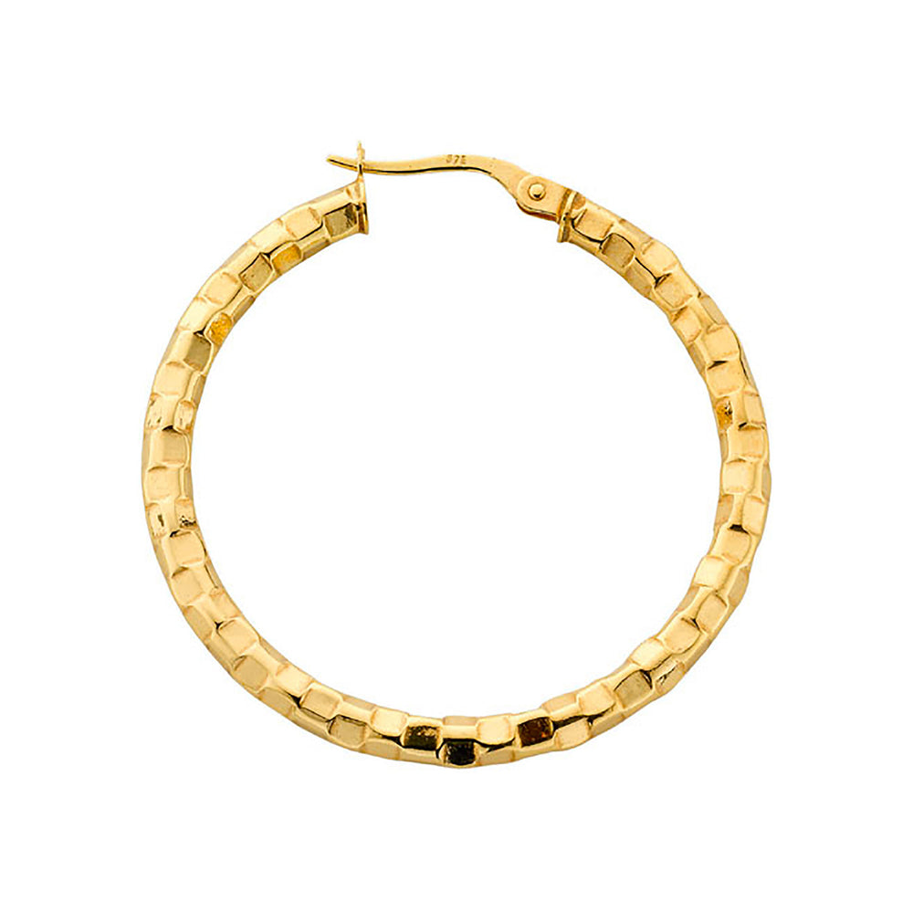 Yellow Gold 36mm Fancy Hoop Earrings