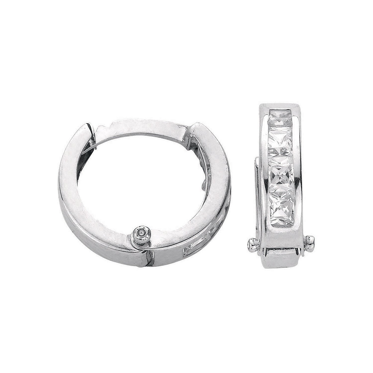 White Gold 12mm Princess Cut Cubic Zirconia Hinged Huggies - Luxury Watch - Certified Authent – Luxury Watch by Imperi
