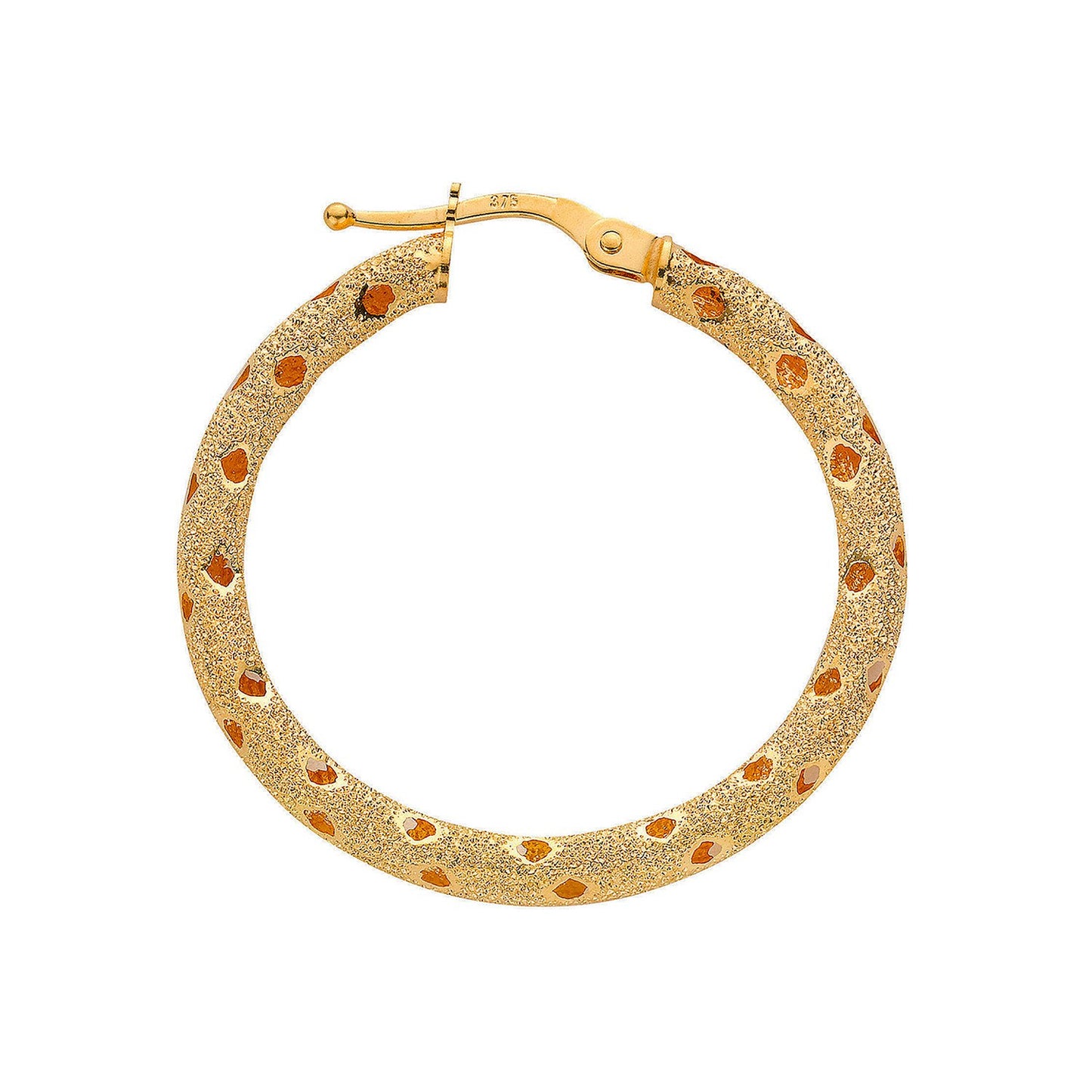 Yellow Gold 31mm Frosted Hoop Earrings