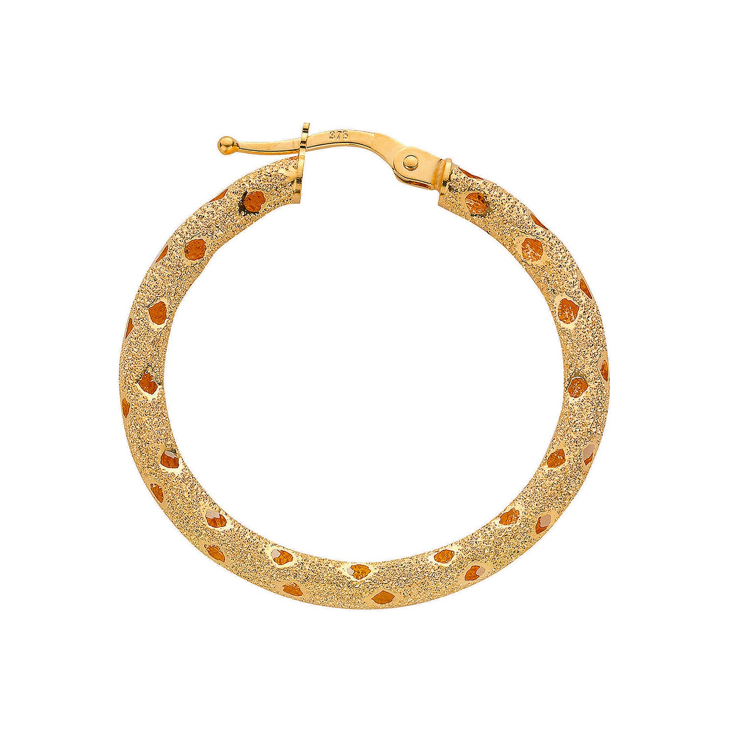 Yellow Gold 31mm Frosted Hoop Earrings