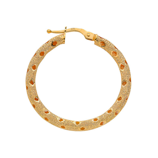 Yellow Gold 31mm Frosted Hoop Earrings