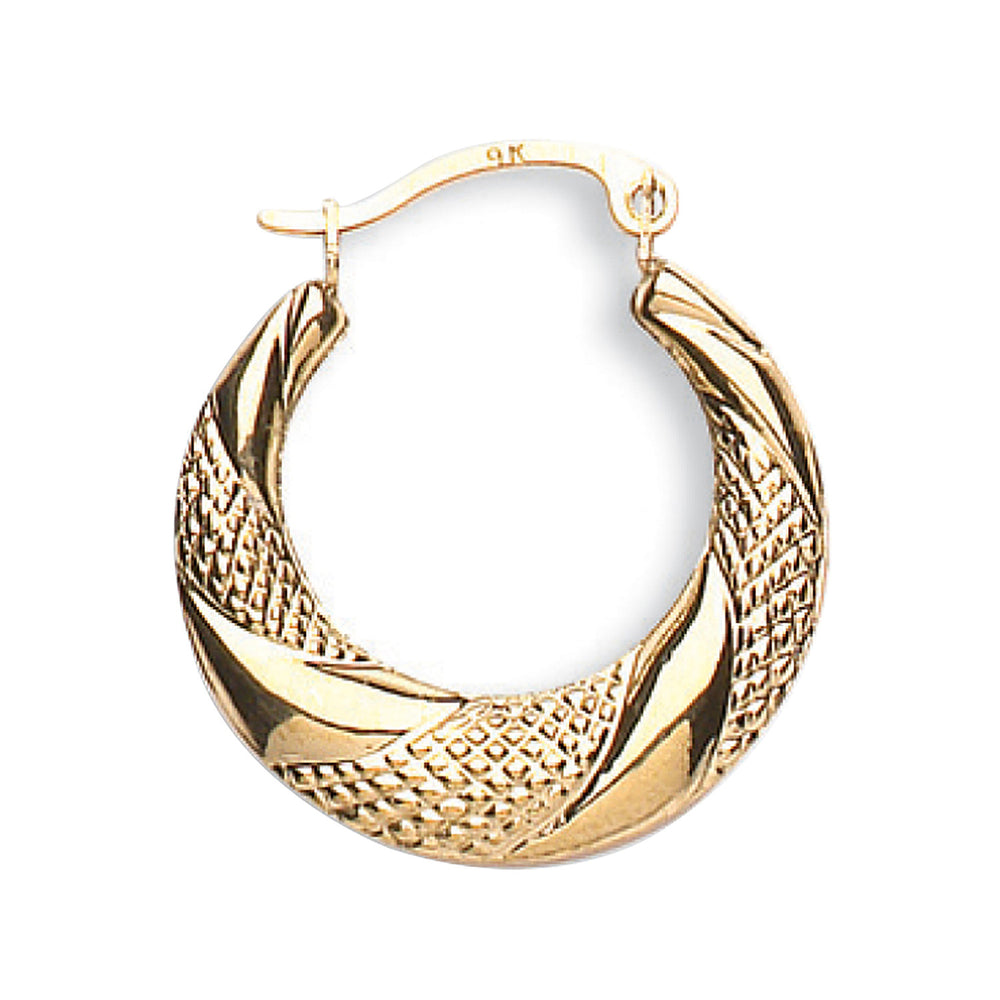 Yellow Gold 21mm Patterned Creoles
