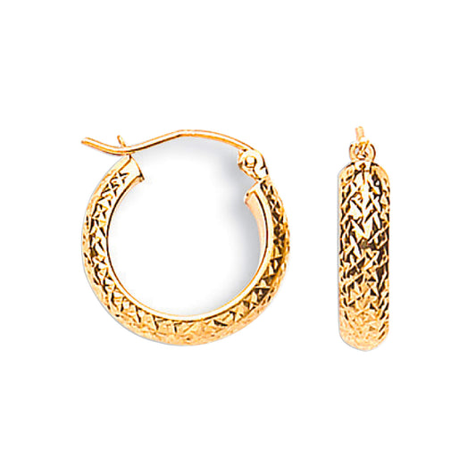 Yellow Gold D/C 17mm Hoop Earrings