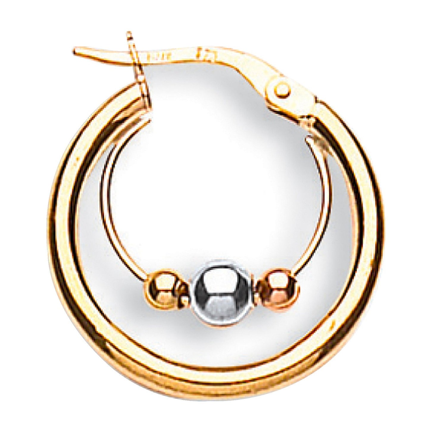 Yellow White & Rose Gold 20mm Fancy Hoop Earrings