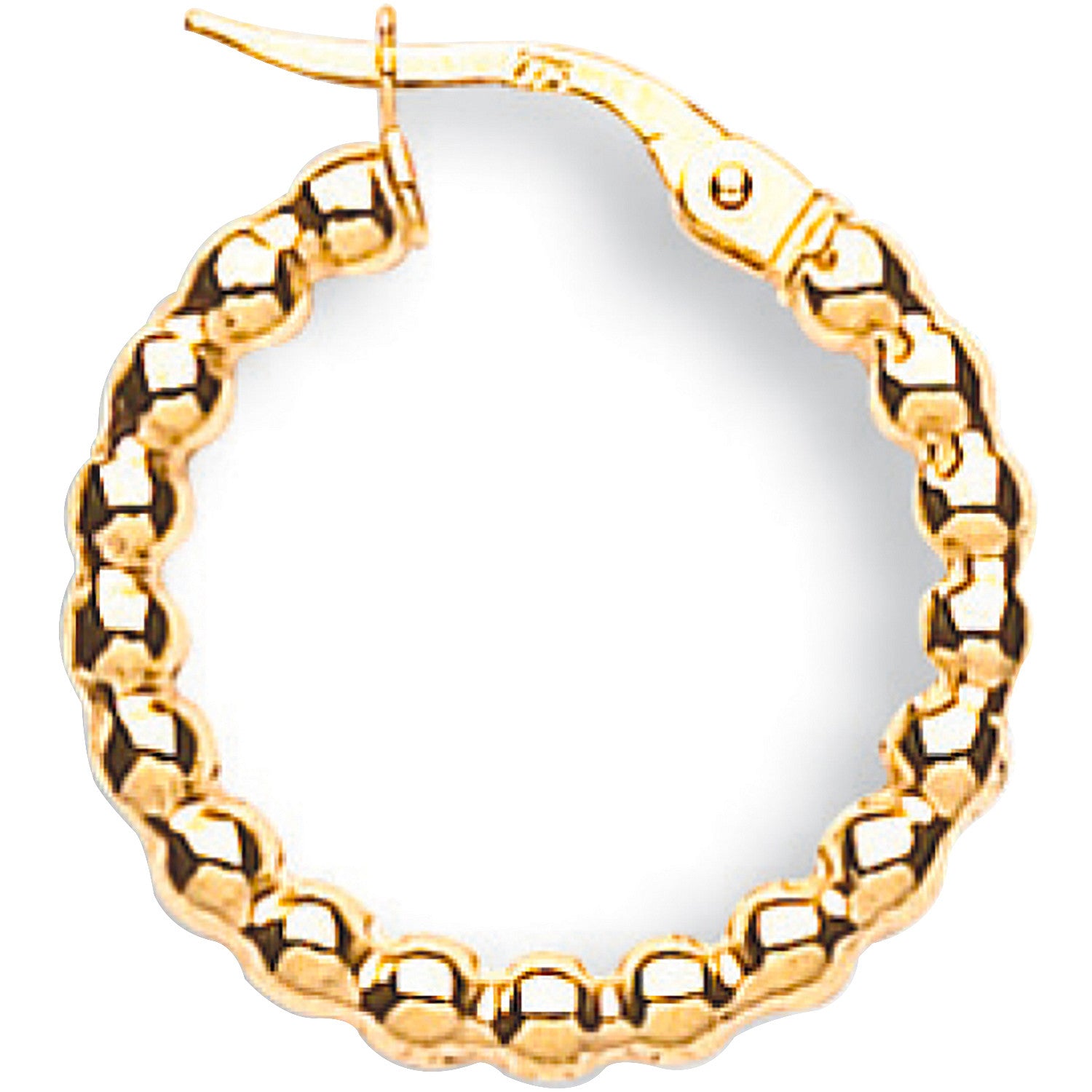 Yellow Gold Fancy Beaded 21mm Hoop Earrings