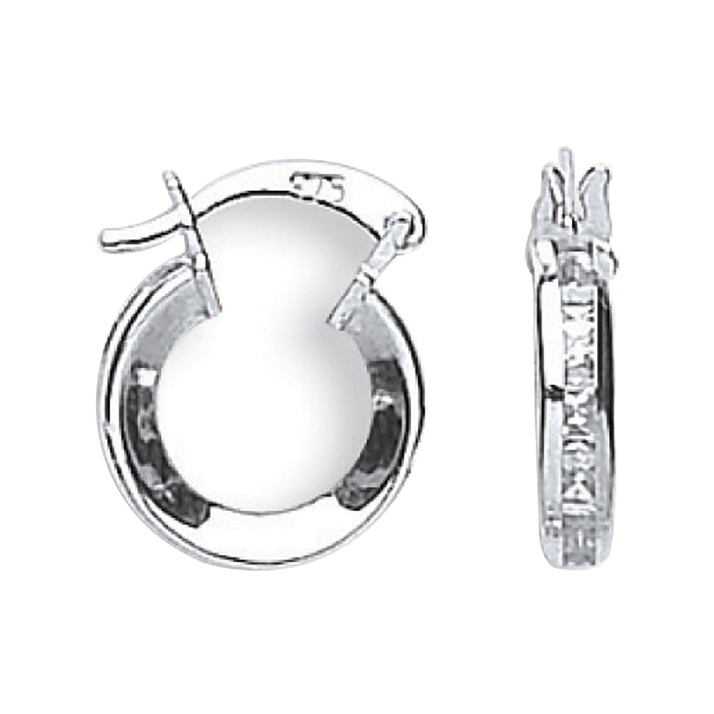 White Gold 13mm Princess Cut Cubic Zirconia Hoops