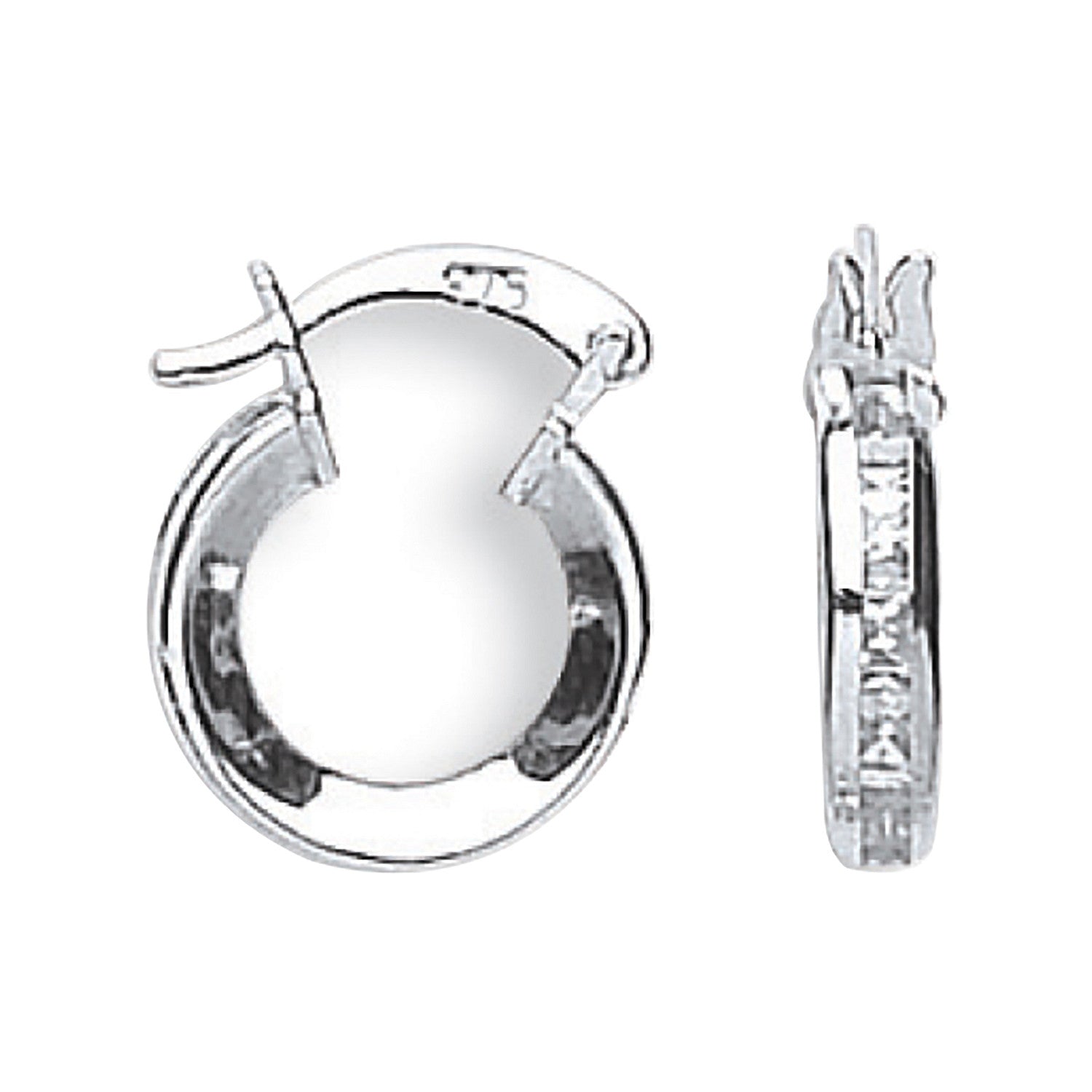 White Gold 13mm Princess Cut Cubic Zirconia Hoops