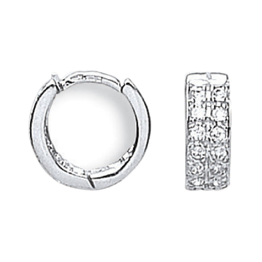White Gold 12mm Cubic Zirconia Huggies