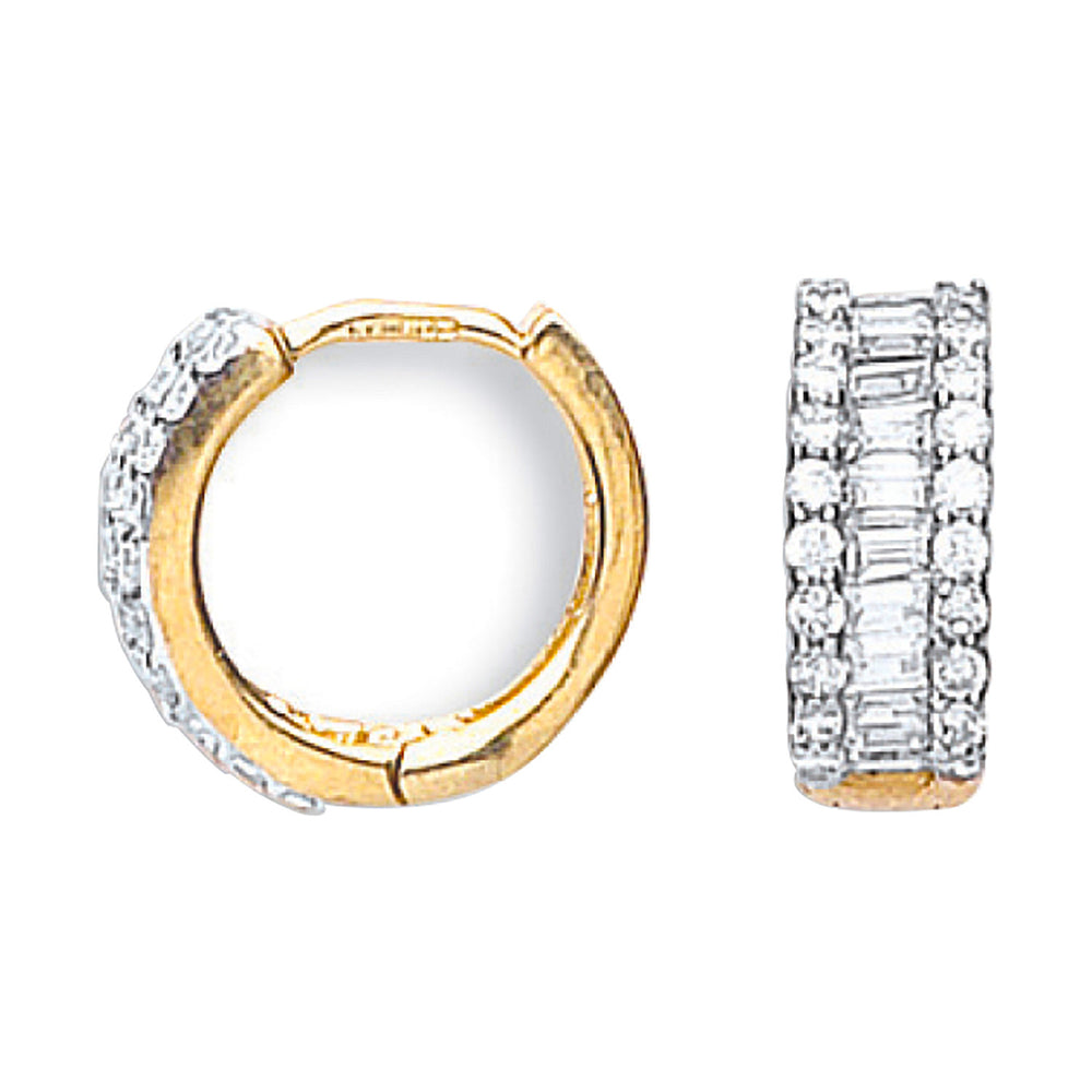 Yellow Gold 15mm Cubic Zirconia Huggies