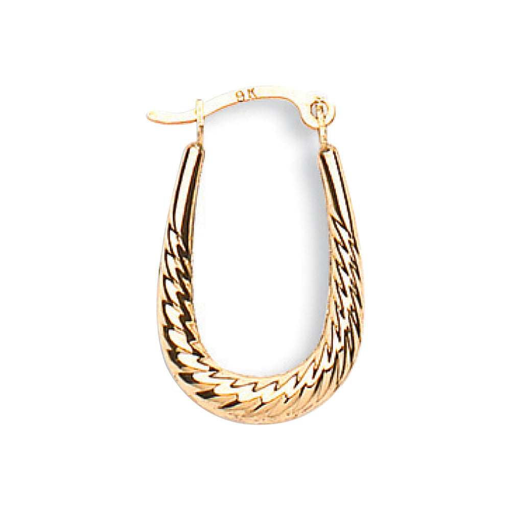 Yellow Gold Ribbed Oval Creoles – product view