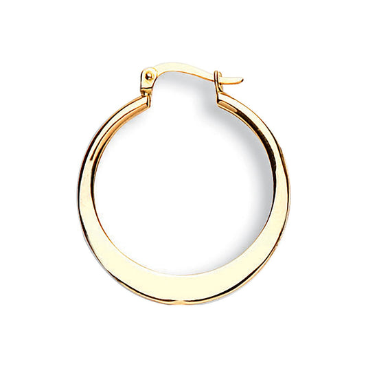 Yellow Gold Flat Round 26mm Hoop Earrings
