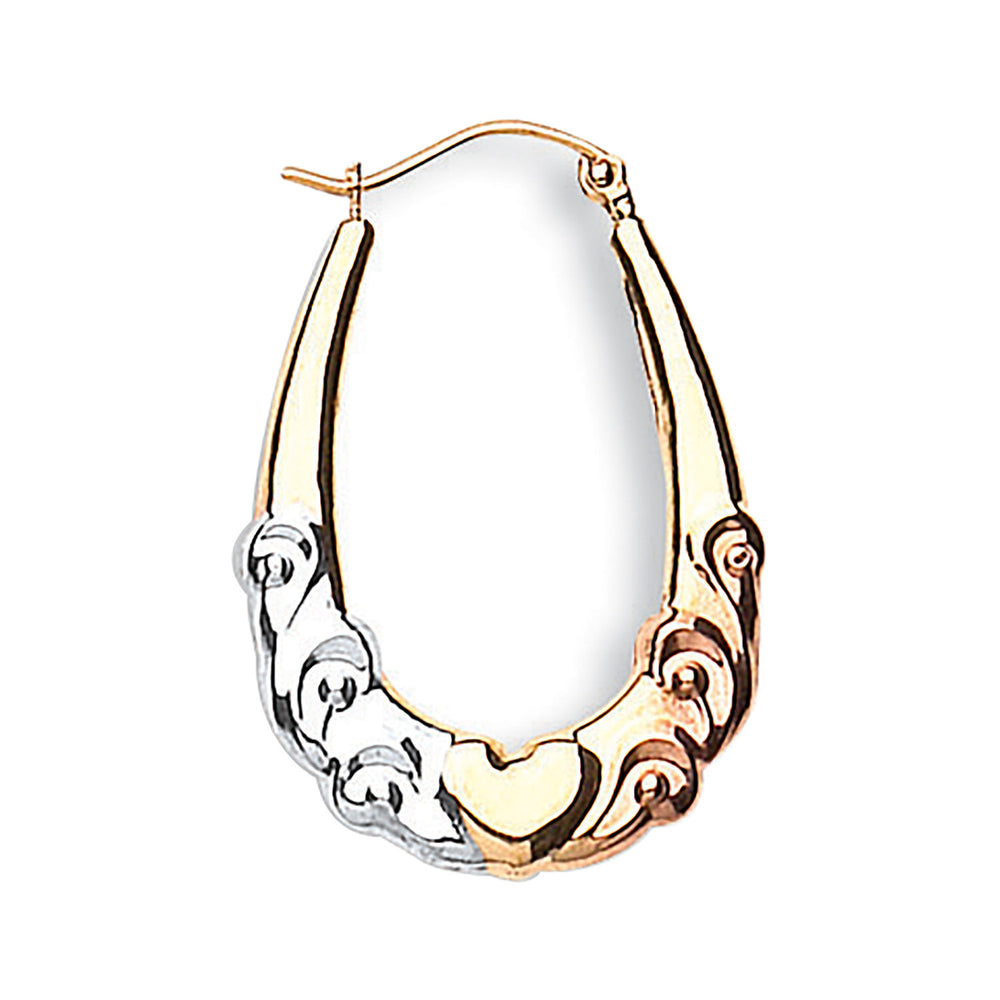 Yellow White & Rose Gold Fancy Creoles – product view