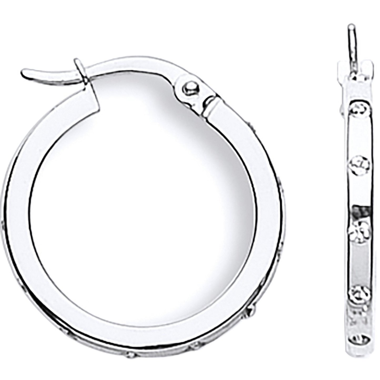 White Gold Cubic Zirconia 19mm Hoop Earrings