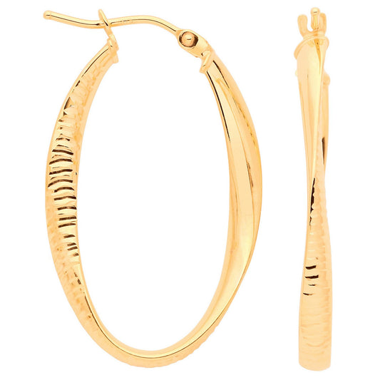 Yellow Gold Oval Twist Ribbed & Plain