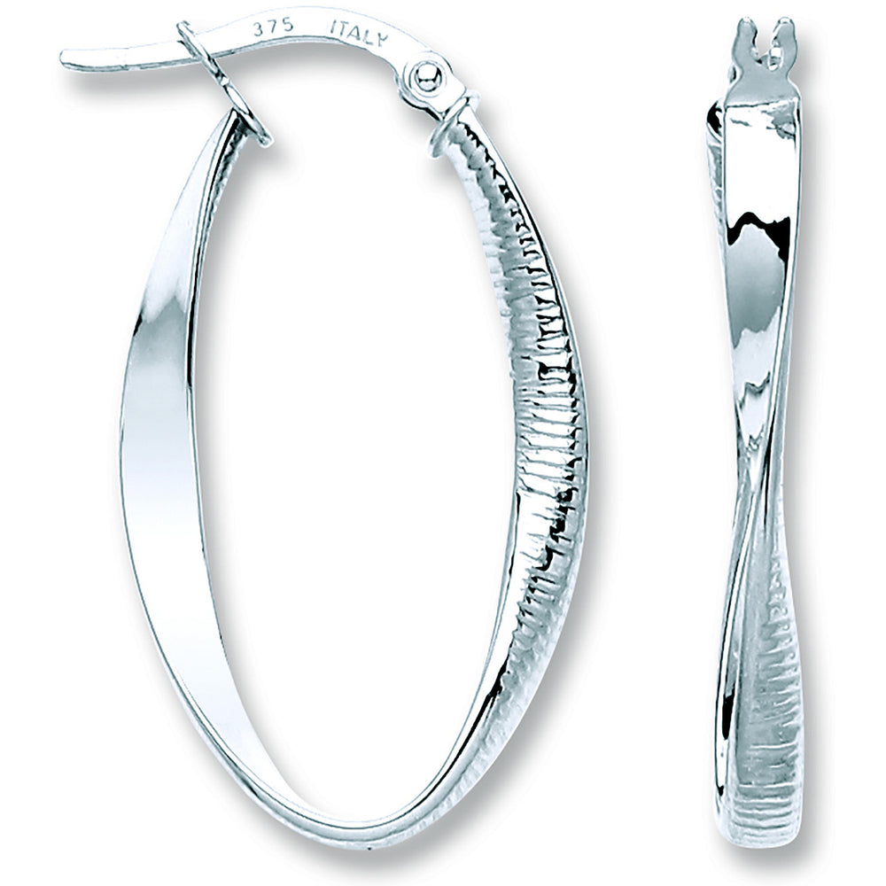 White Gold Oval Twist Ribbed & Plain