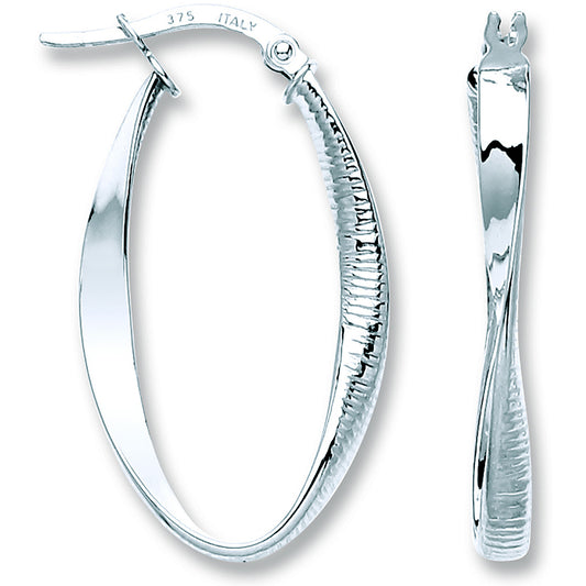 White Gold Oval Twist Ribbed & Plain