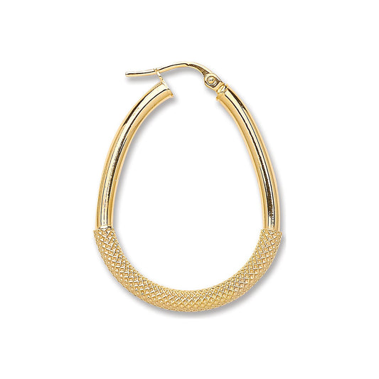 Yellow Gold Pear Shape Half Mesh Earrings