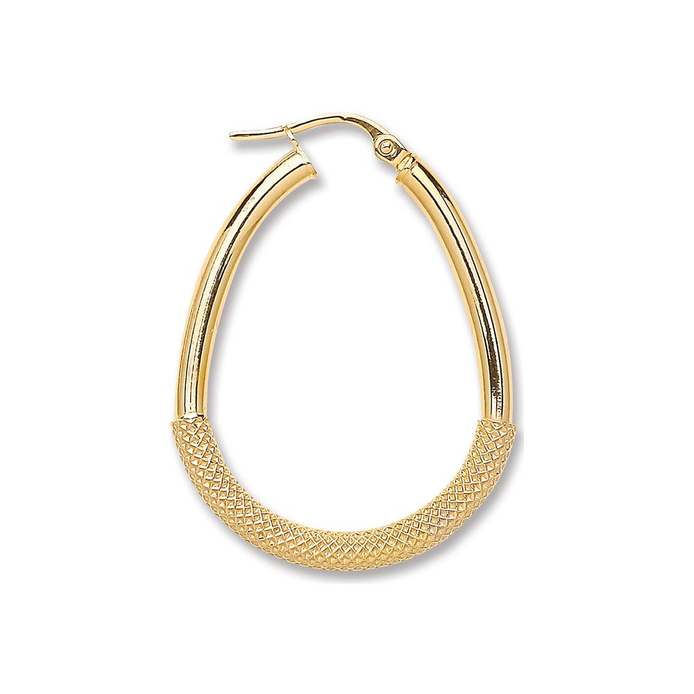 Yellow Gold Pear Shape Half Mesh Earrings