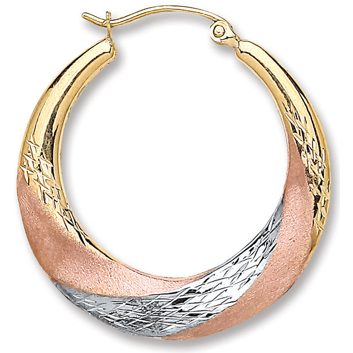 Yellow/White/R Gold 25mm Hoop Earrings