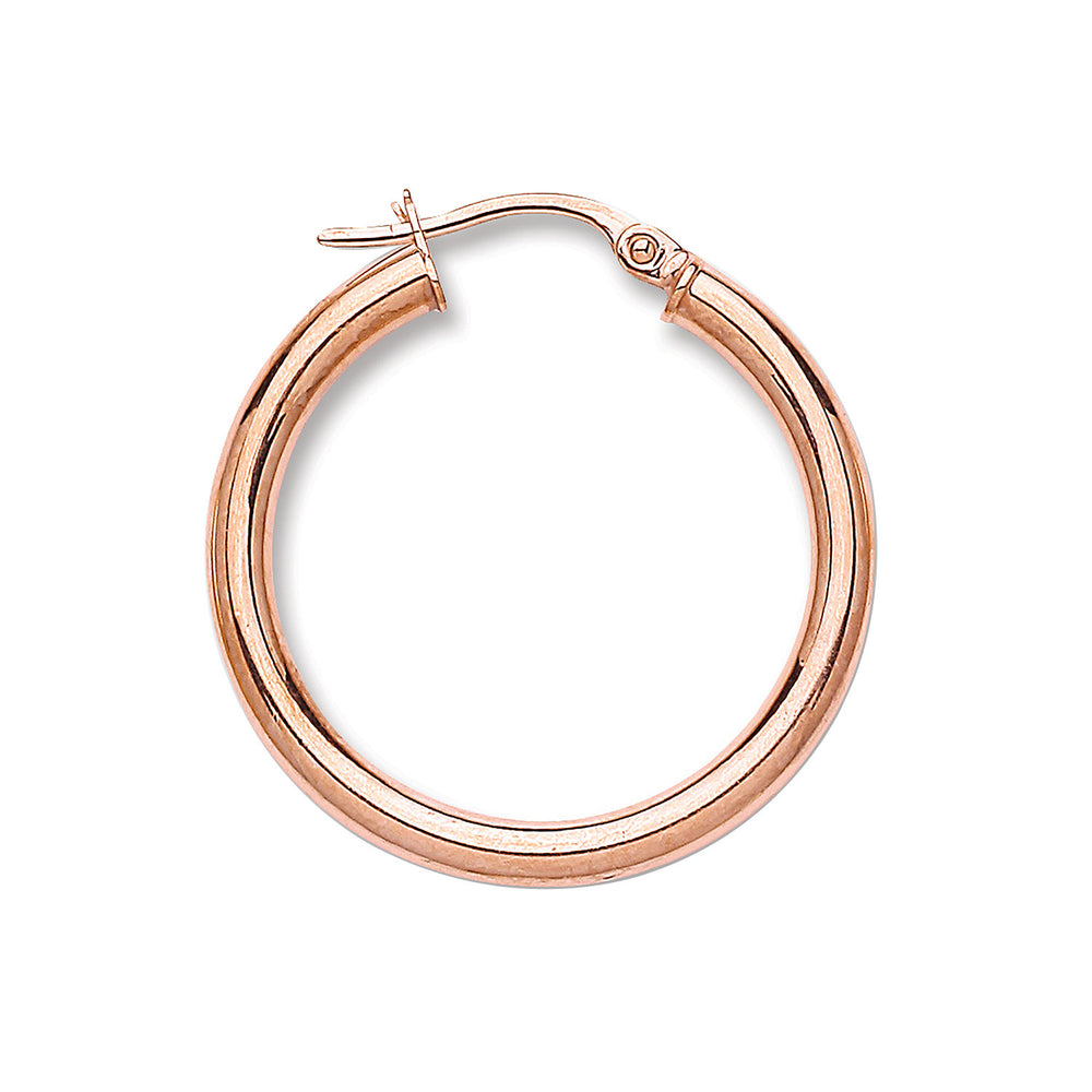 Rose Gold 25mm Round Tube Hoop Earrings – product view