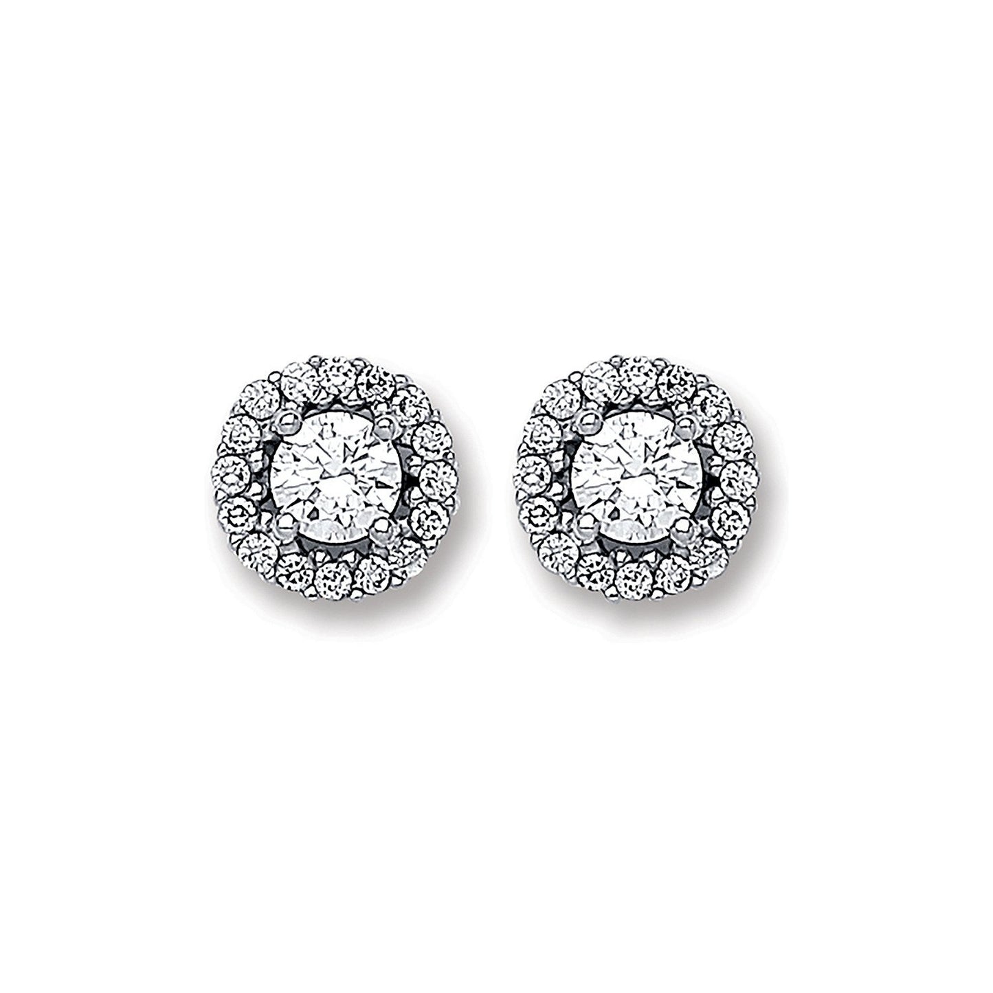 White Gold Cubic Zirconia 7mm Cluster Stud