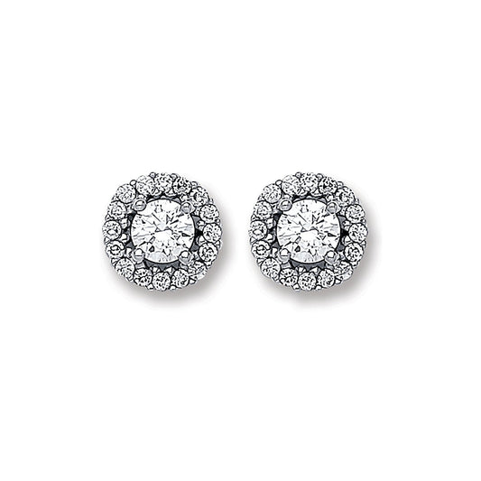 White Gold Cubic Zirconia 7mm Cluster Stud