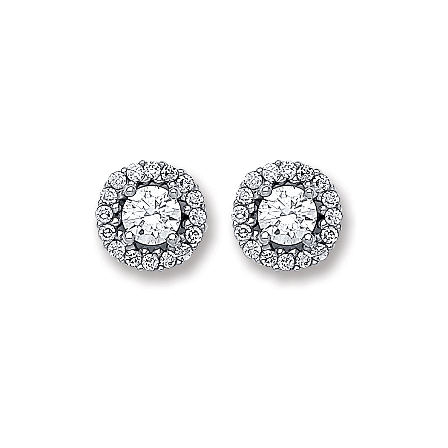 White Gold Cubic Zirconia 7mm Cluster Stud