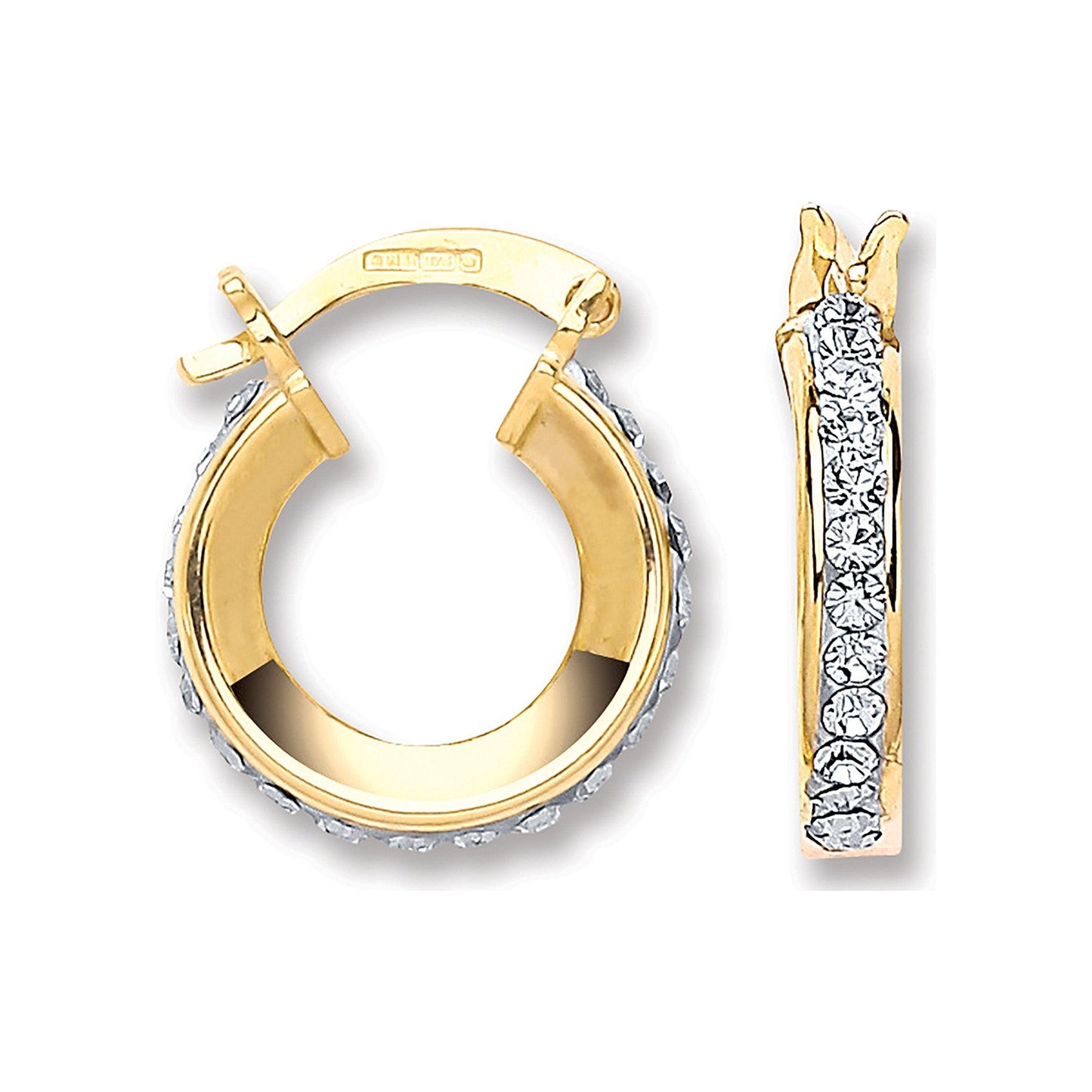 Yellow Gold 14mm Round Crystal Hoop