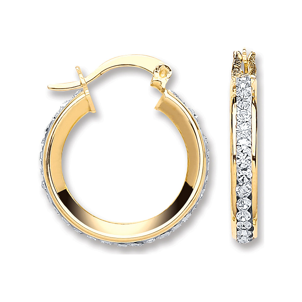 Yellow Gold 18mm Round Crystal Hoop