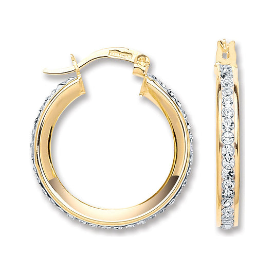 Yellow Gold 22mm Round Crystal Hoop