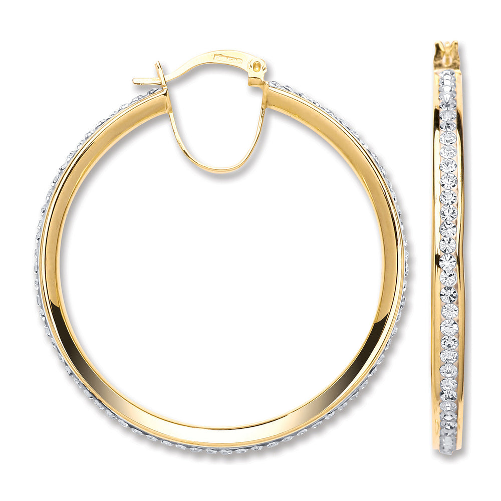 Yellow Gold 40mm Round Crystal Hoop – product view