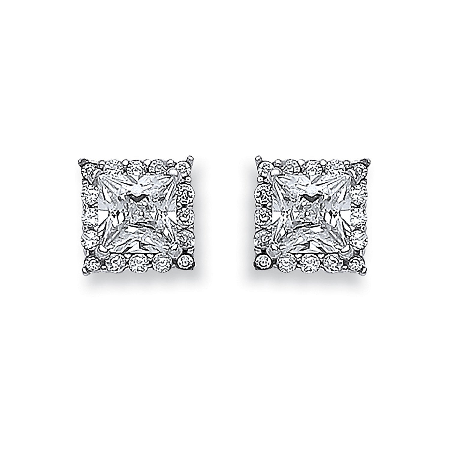 White Gold Princess Cut Cubic Zirconia Centre Stud