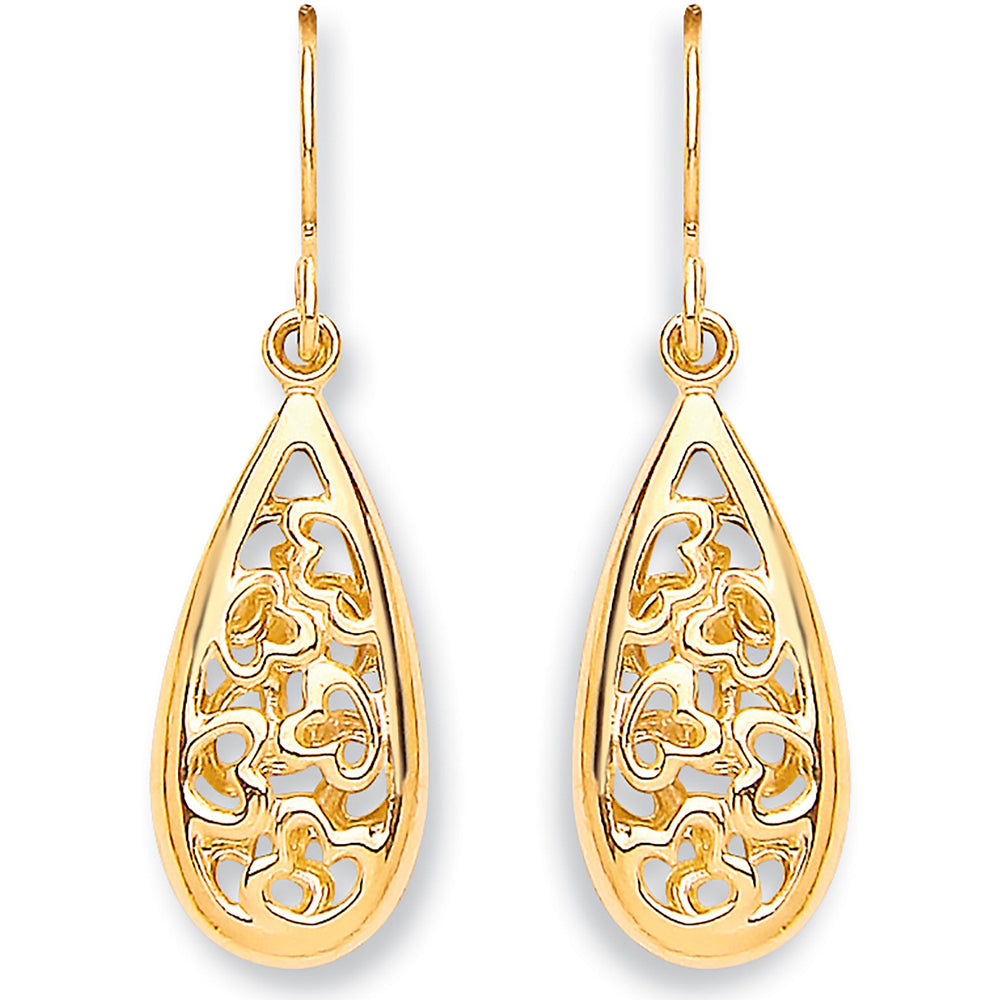Yellow Gold Hook Oval Drop Earrings