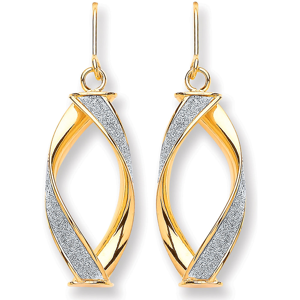 Yellow Gold Twist Glitter Drop Earring