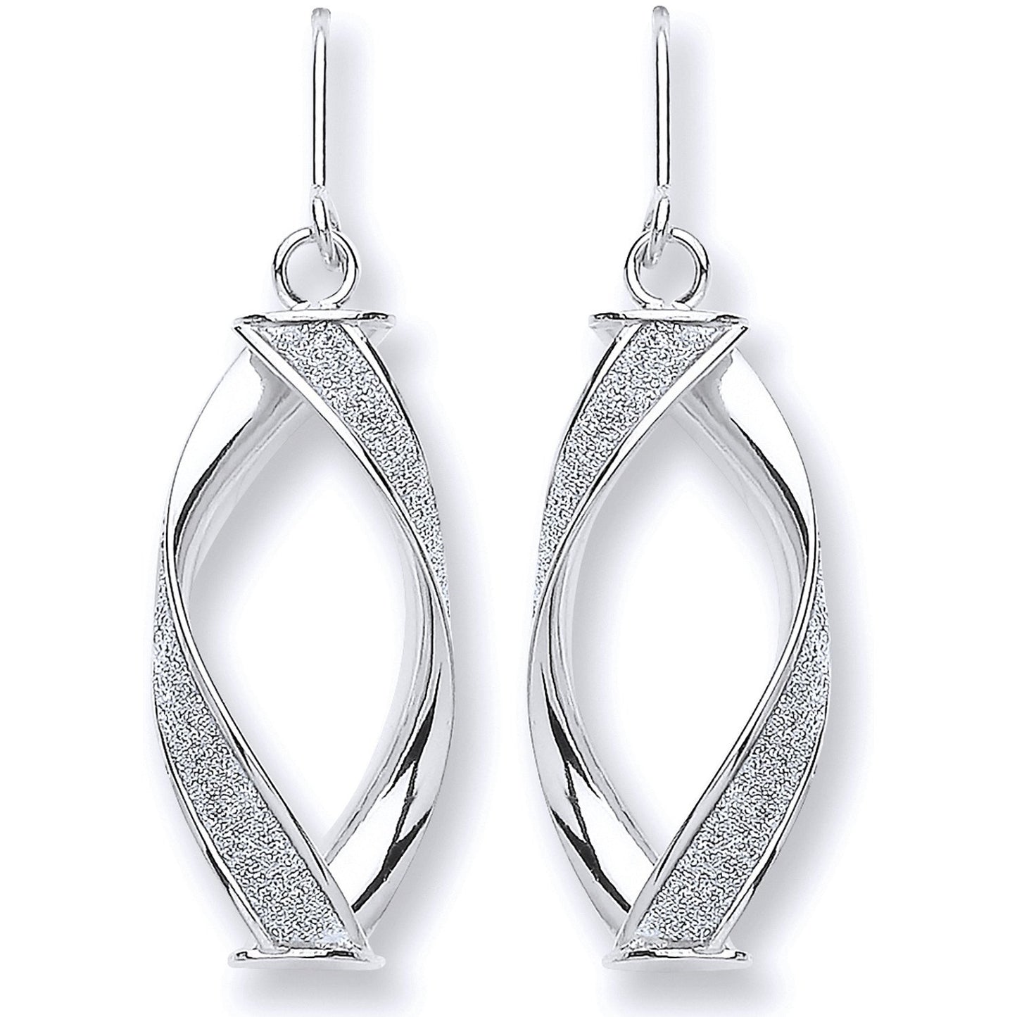 White Gold Twist Glitter Drop Earring