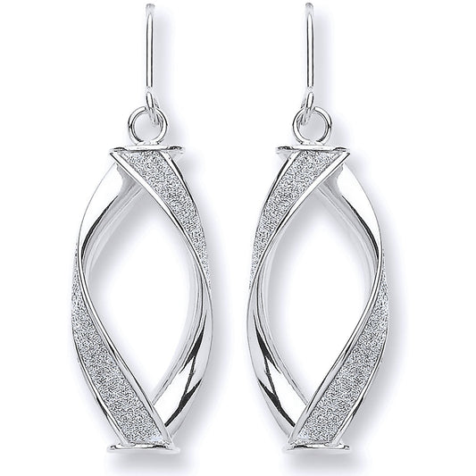 White Gold Twist Glitter Drop Earring