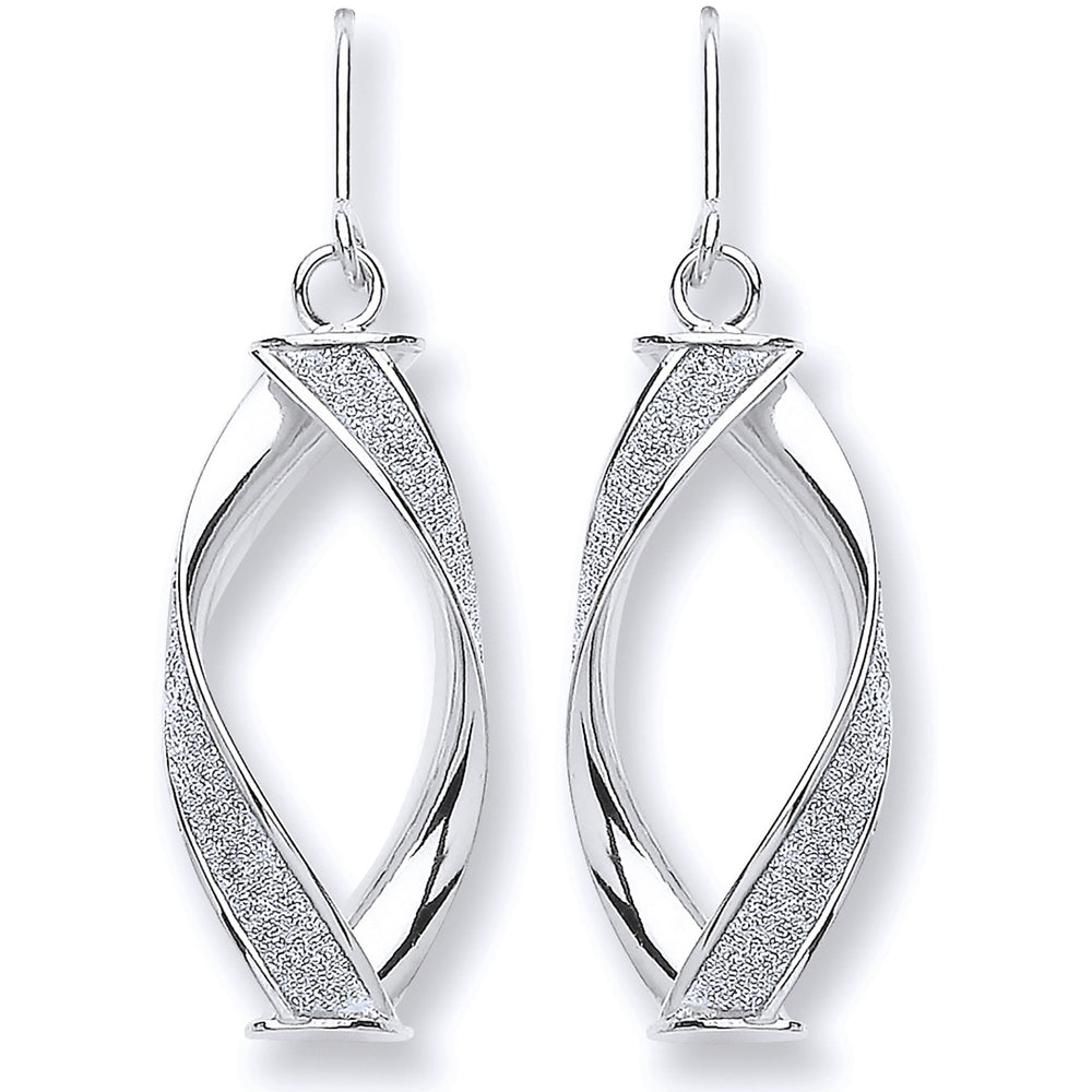 White Gold Twist Glitter Drop Earring
