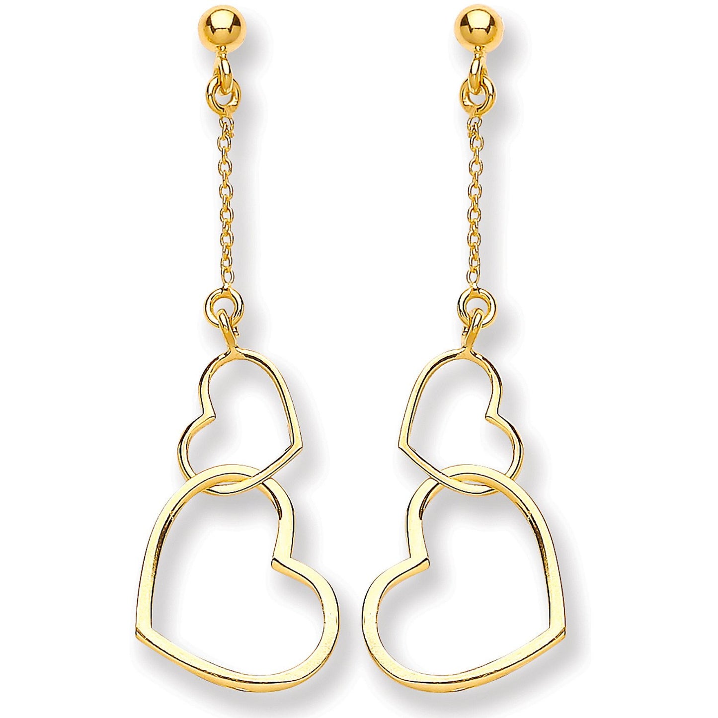 Yellow Gold Heart Drop Earring