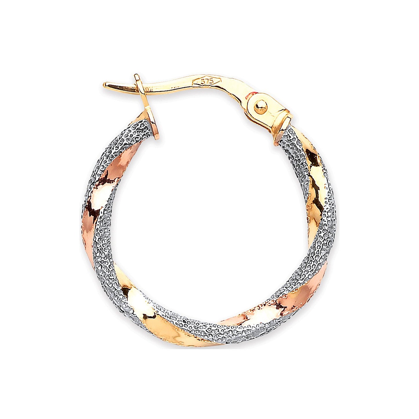 Yellow White & Rose Gold 20mm Twist Earrings
