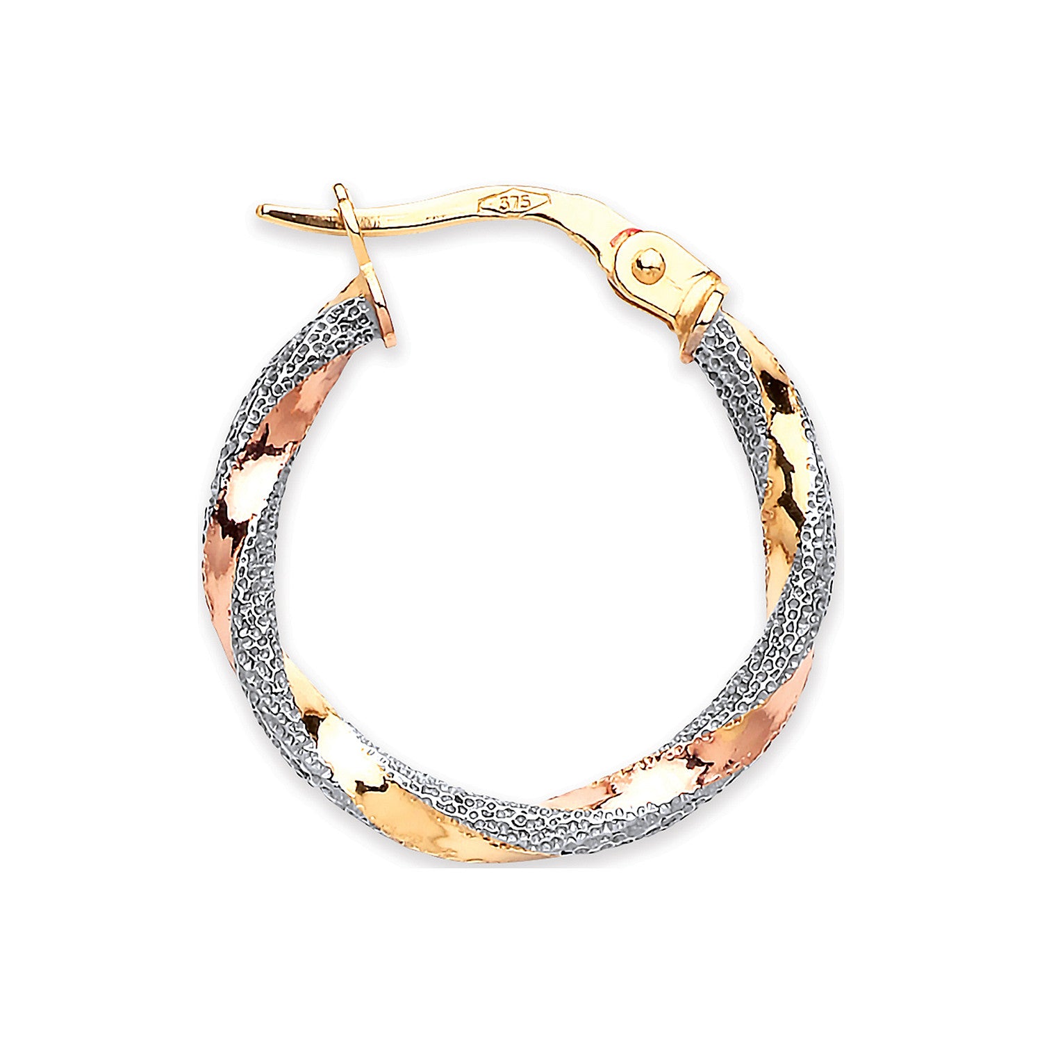 Yellow White & Rose Gold 20mm Twist Earrings