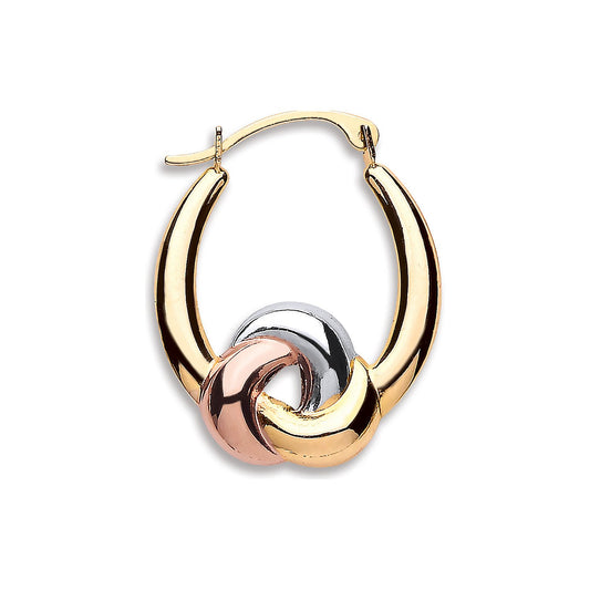Yellow White & Rose Gold Hollow Fancy Hoop Earrings