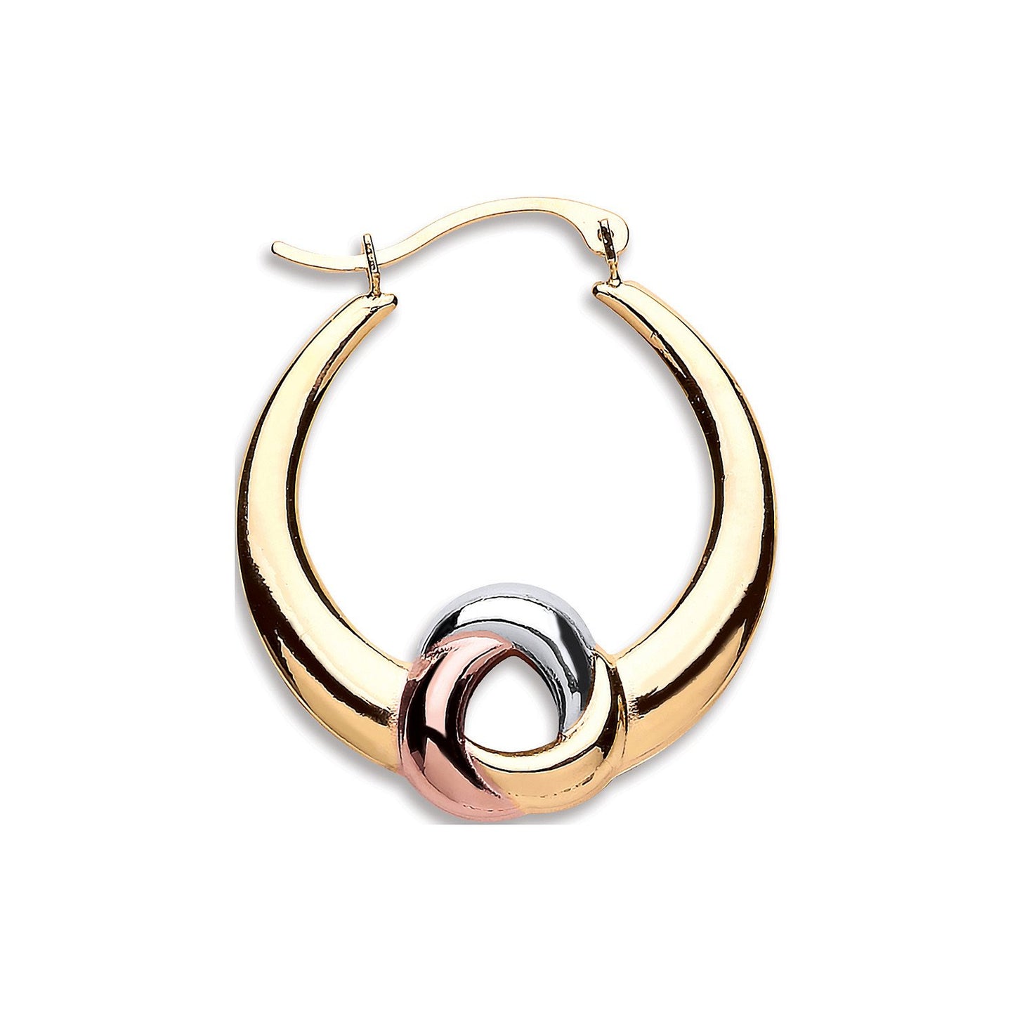 Yellow White & Rose Gold Large Hollow Fancy Hoop Earrings