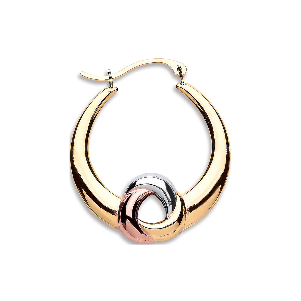 Yellow White & Rose Gold Large Hollow Fancy Hoop Earrings