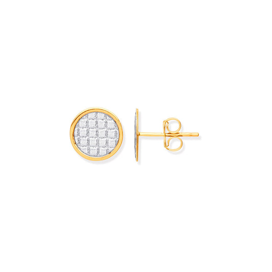 Yellow Gold 10mm Moondust Stone Illusion Effect Studs