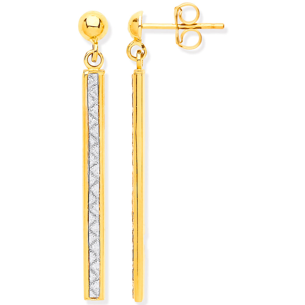 Yellow Gold Drop Glitter Earrings