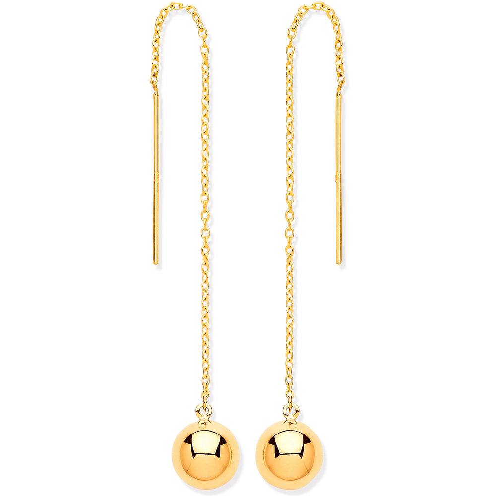 Yellow Gold Ball Chain Threader Earrings