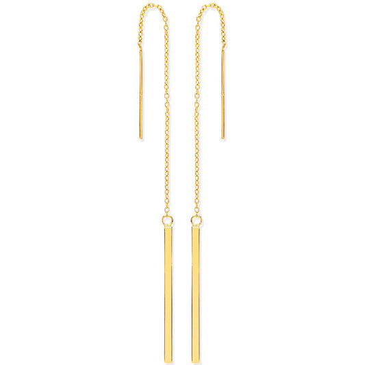 Yellow Gold Chain Drop Threader Earrings