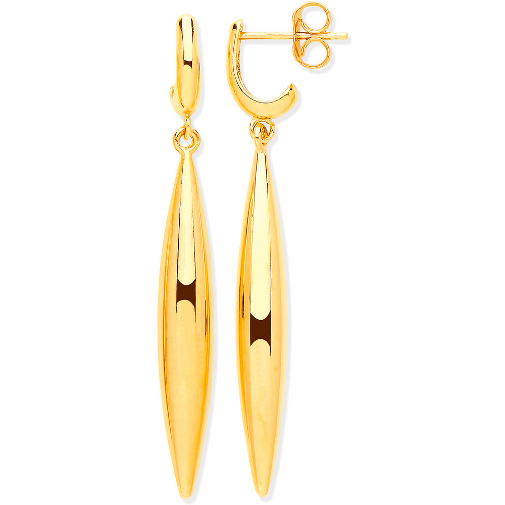 Yellow Gold Hollow Drop Earrings – product view
