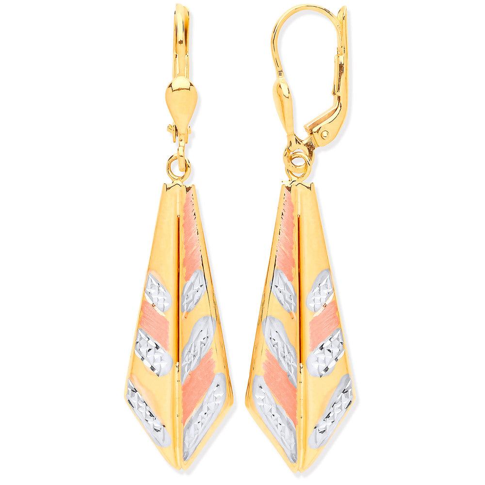 White,R & Yellow Gold Drop Earrings